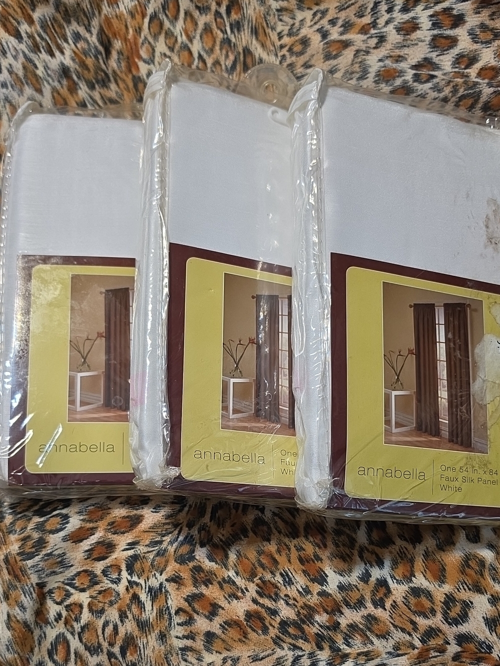 ANNABELLA 54" X 84" FAUX SILK WHITE PANEL SHEER WINDOW CURTAINS, NWT